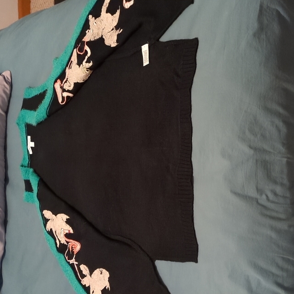 Ugly Christmas Sweater VEST Flamingo Palm Trees Sequins MEDIUM - Picture 9 of 10